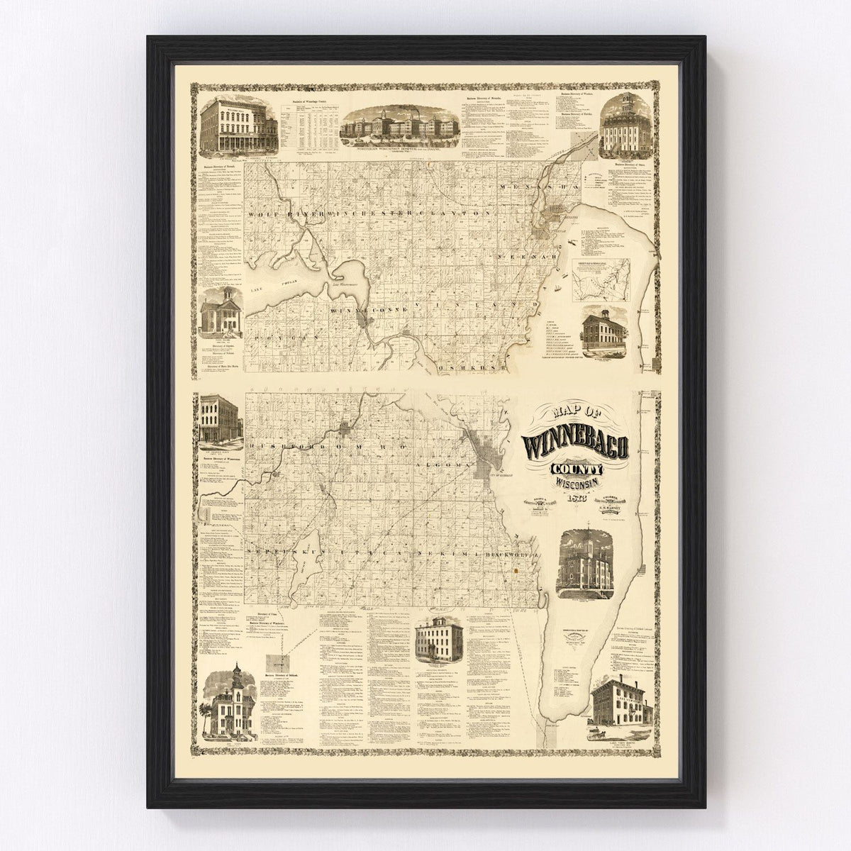Winnebago County Vintage Map 1873