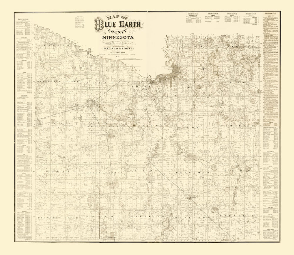Vintage Map of Blue Earth County, Minnesota 1879 print style example
