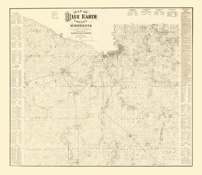 Size comparison using Vintage Map of Blue Earth County, Minnesota 1879