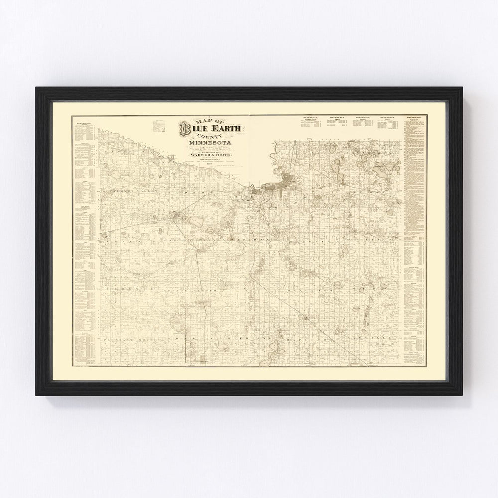 Blue Earth County Vintage Map 1879