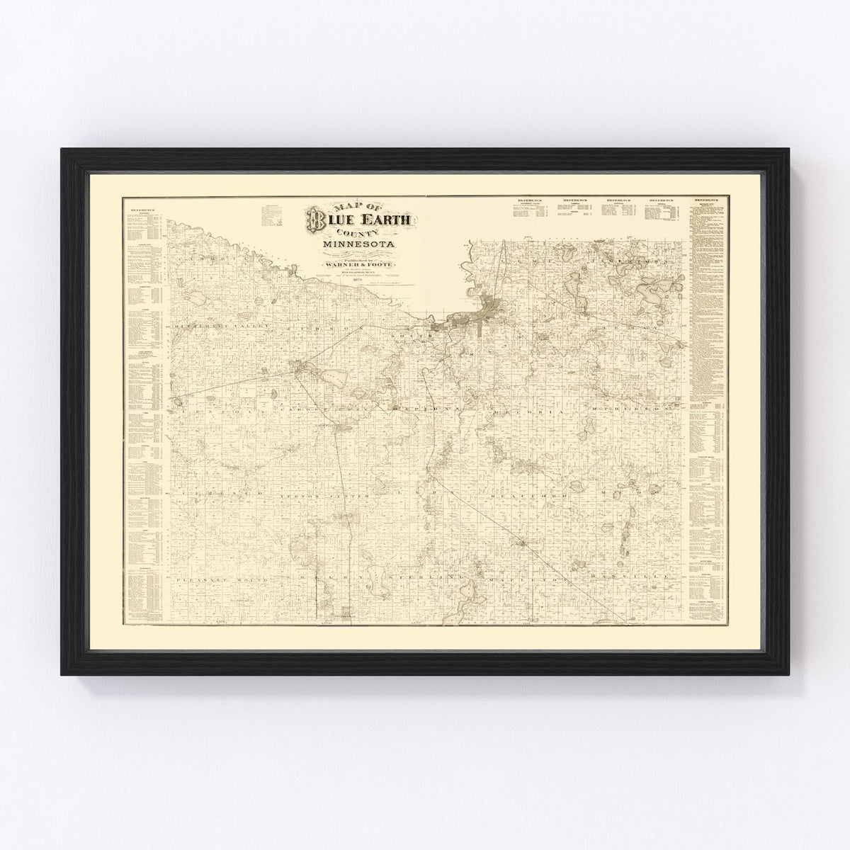 Blue Earth County Vintage Map 1879