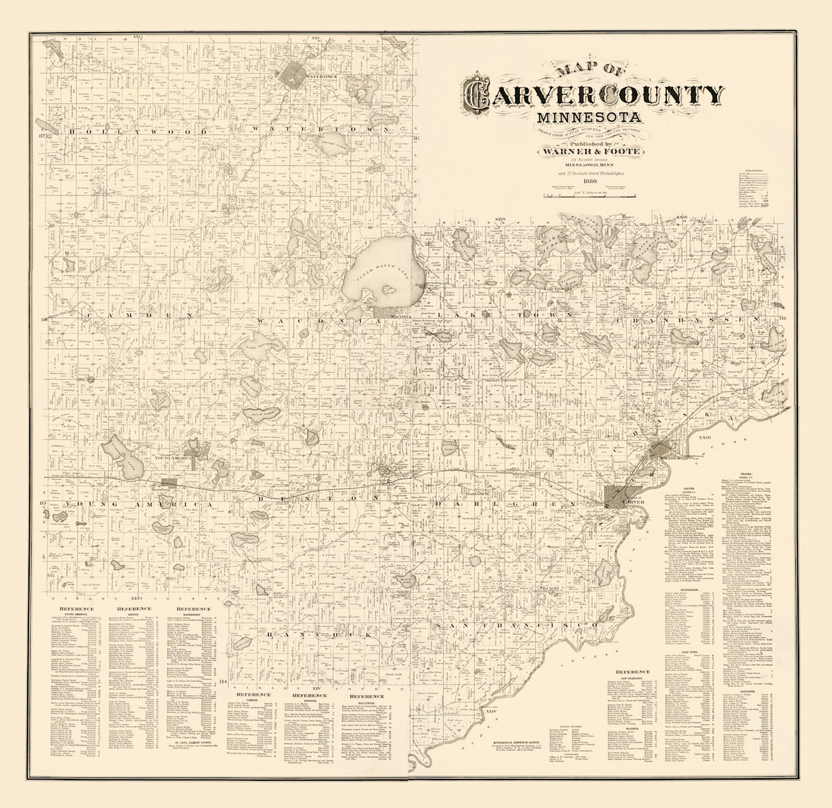 Preview of Vintage Map of Carver County, Minnesota 1880