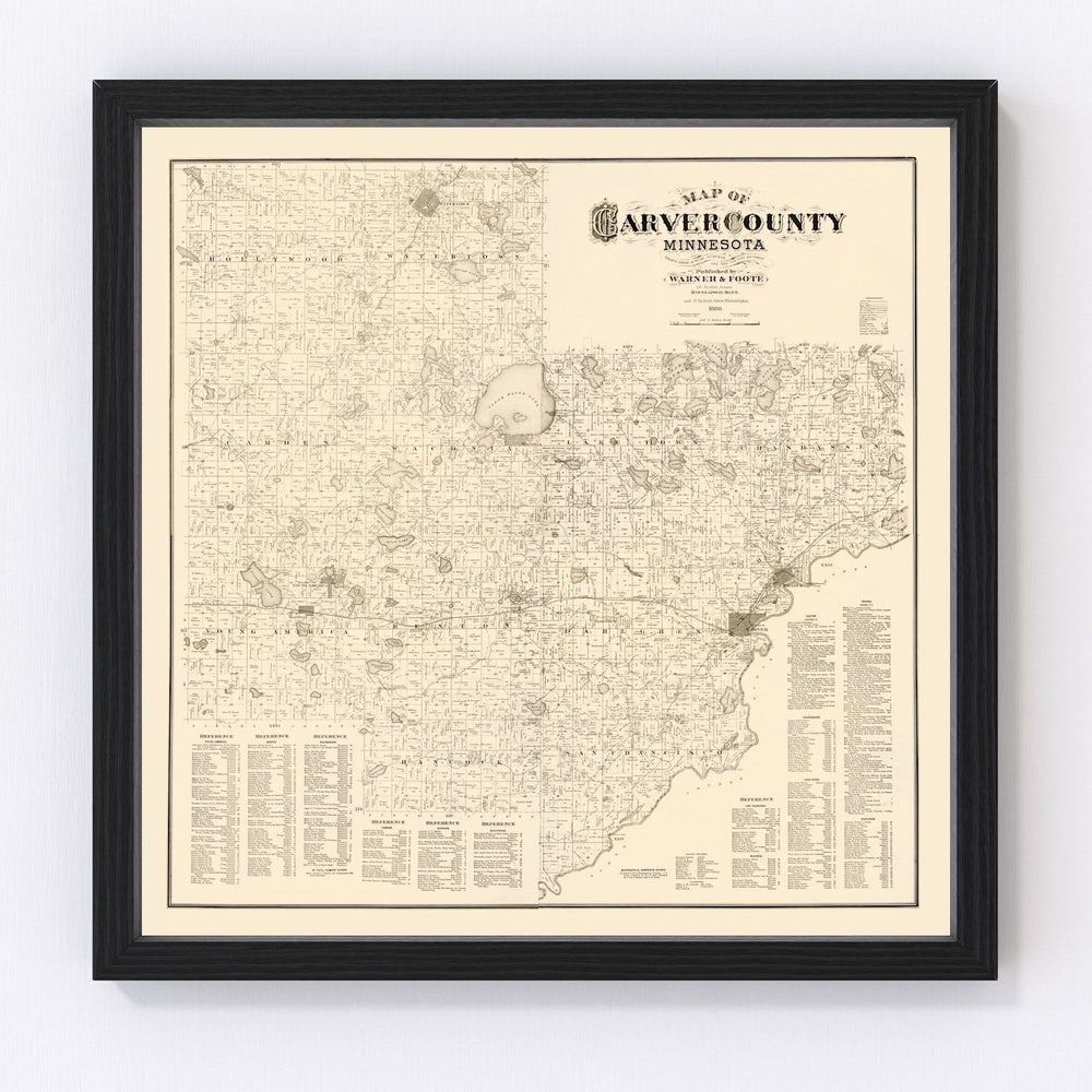Carver County Vintage Map 1880