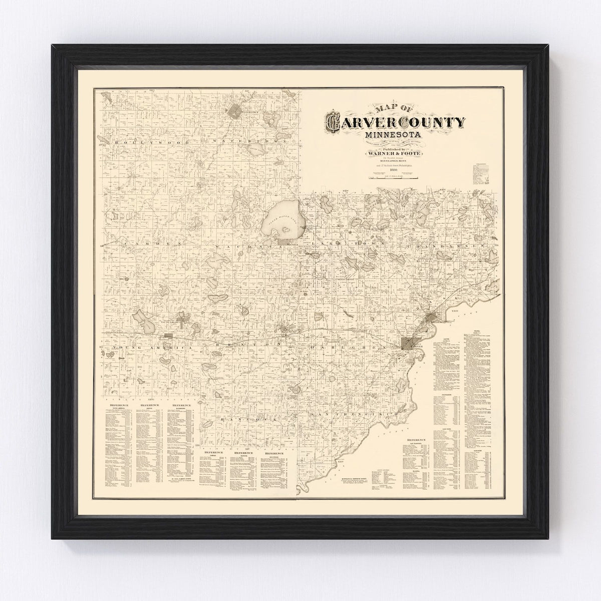 Carver County Vintage Map 1880