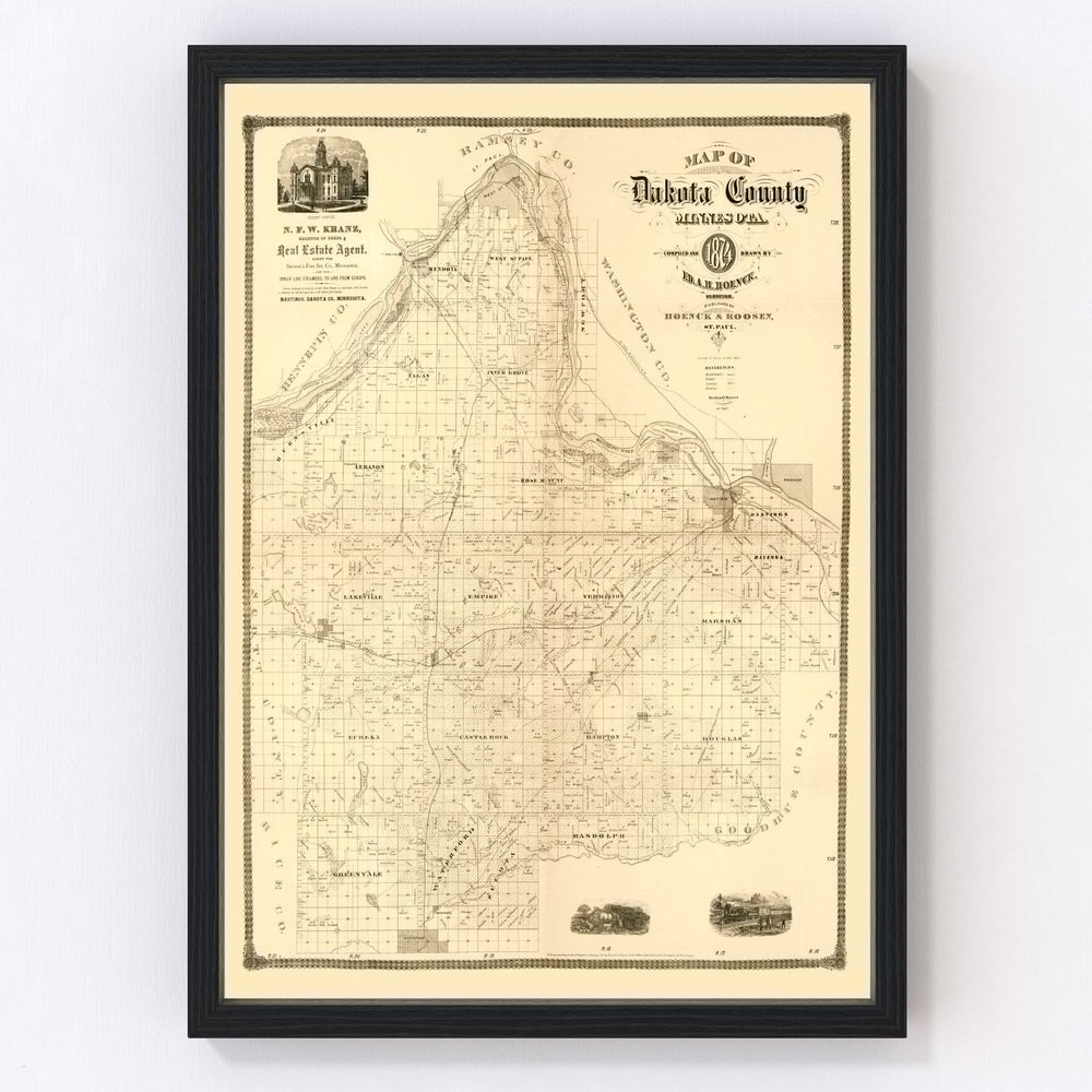 Dakota County Vintage Map 1874