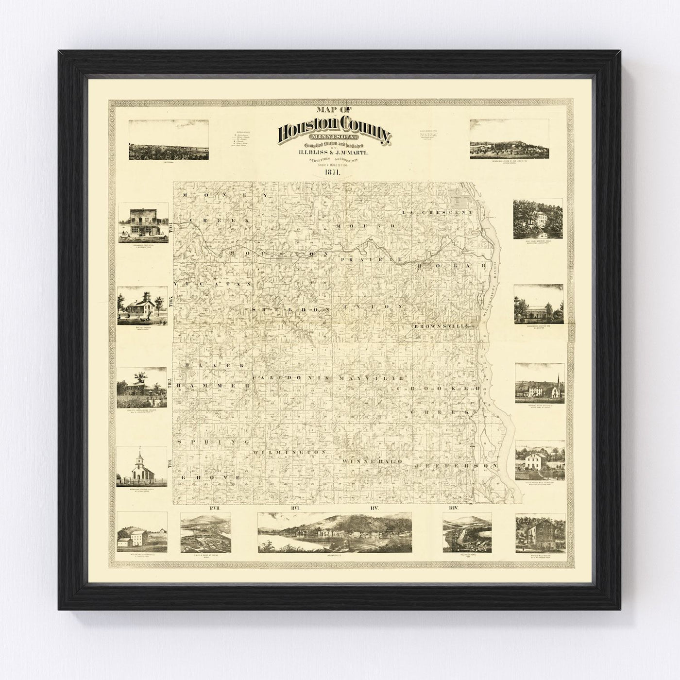 Houston County Vintage Map 1871