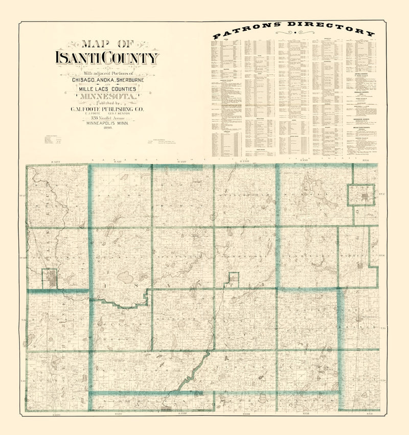 Size comparison using Vintage Map of Isanti County, Minnesota 1898