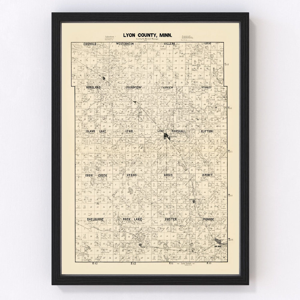 Lyon County Vintage Map 1884