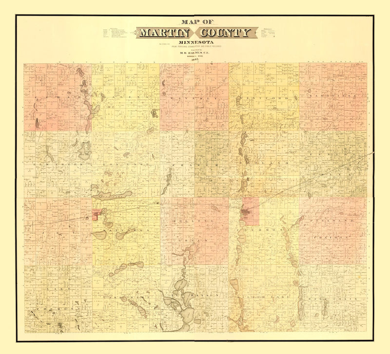 Size comparison using Vintage Map of Martin County, Minnesota 1887