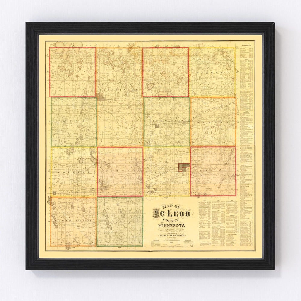 McLeod County Vintage Map 1880