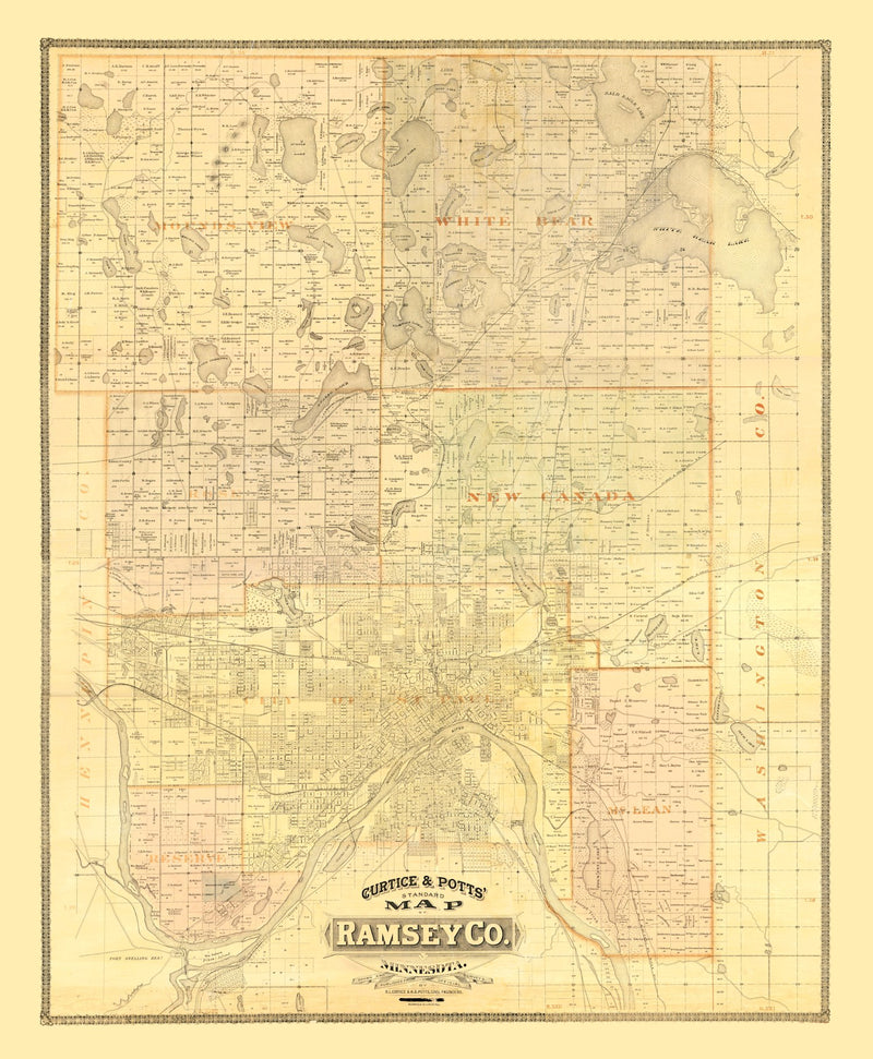 Size comparison using Vintage Map of Ramsey County, Minnesota 1885