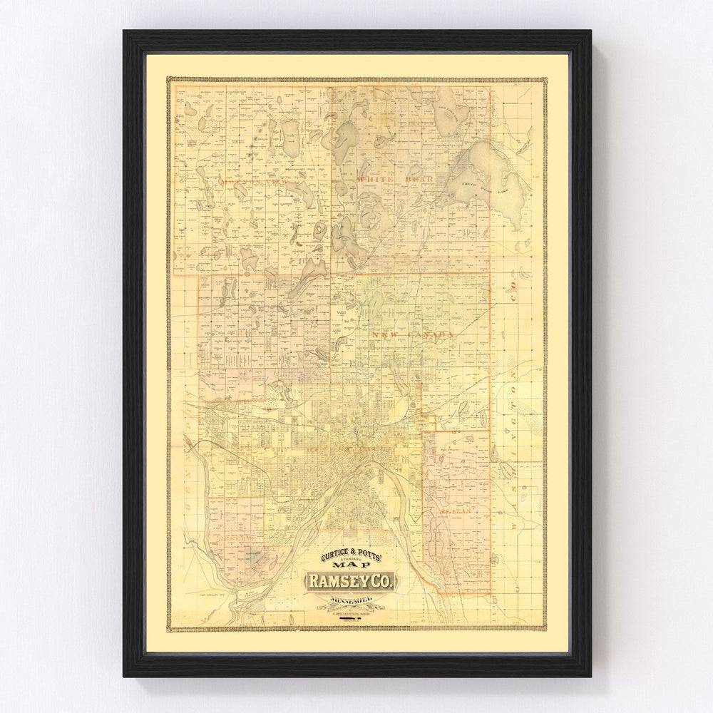 Ramsey County Vintage Map 1885