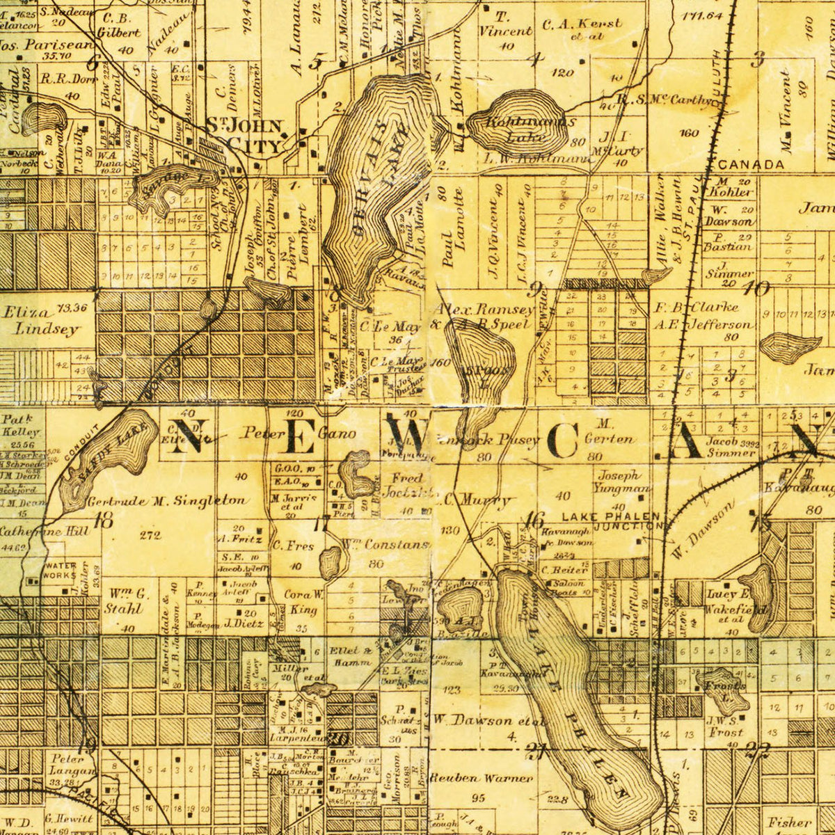 Restored historic details from the 1887 county map of Washington County, Minnesota