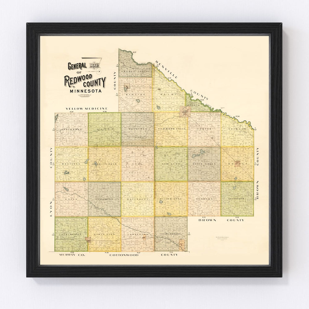 Redwood County Vintage Map 1898