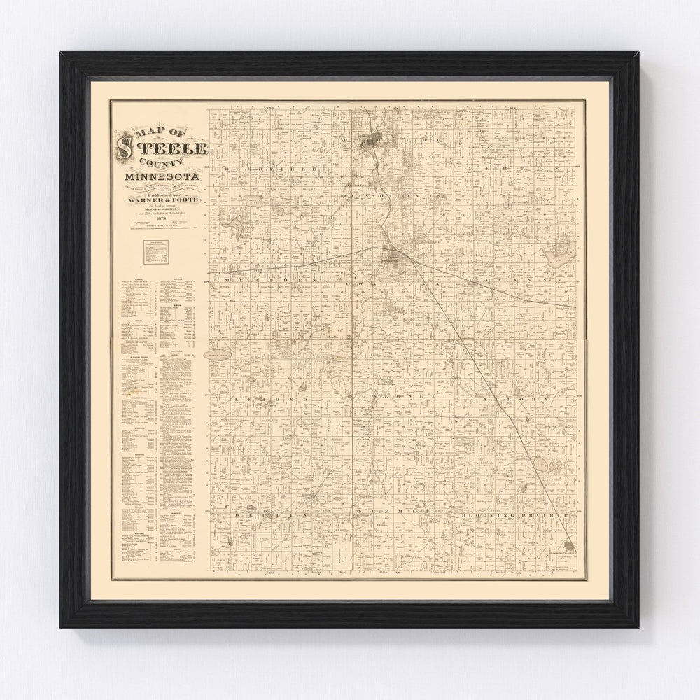 Steele County Vintage Map 1879