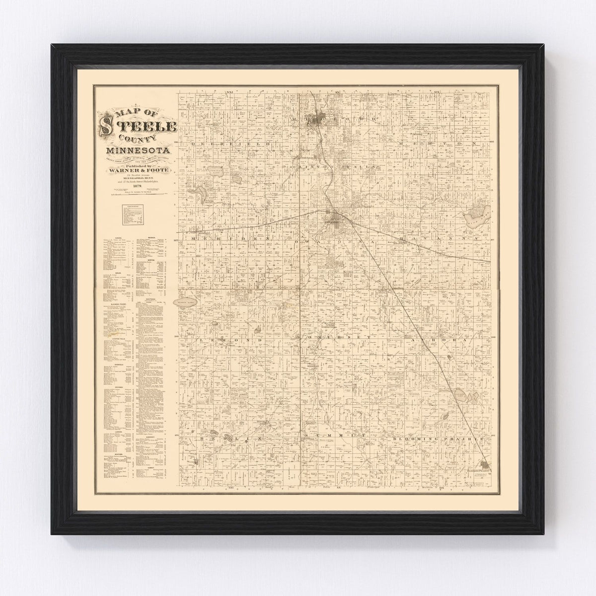 Steele County Vintage Map 1879