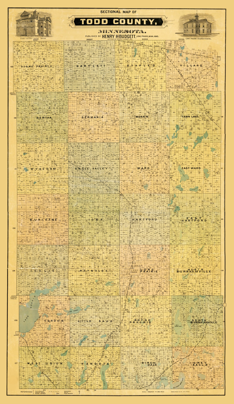 Size comparison using Vintage Map of Todd County, Minnesota 1890