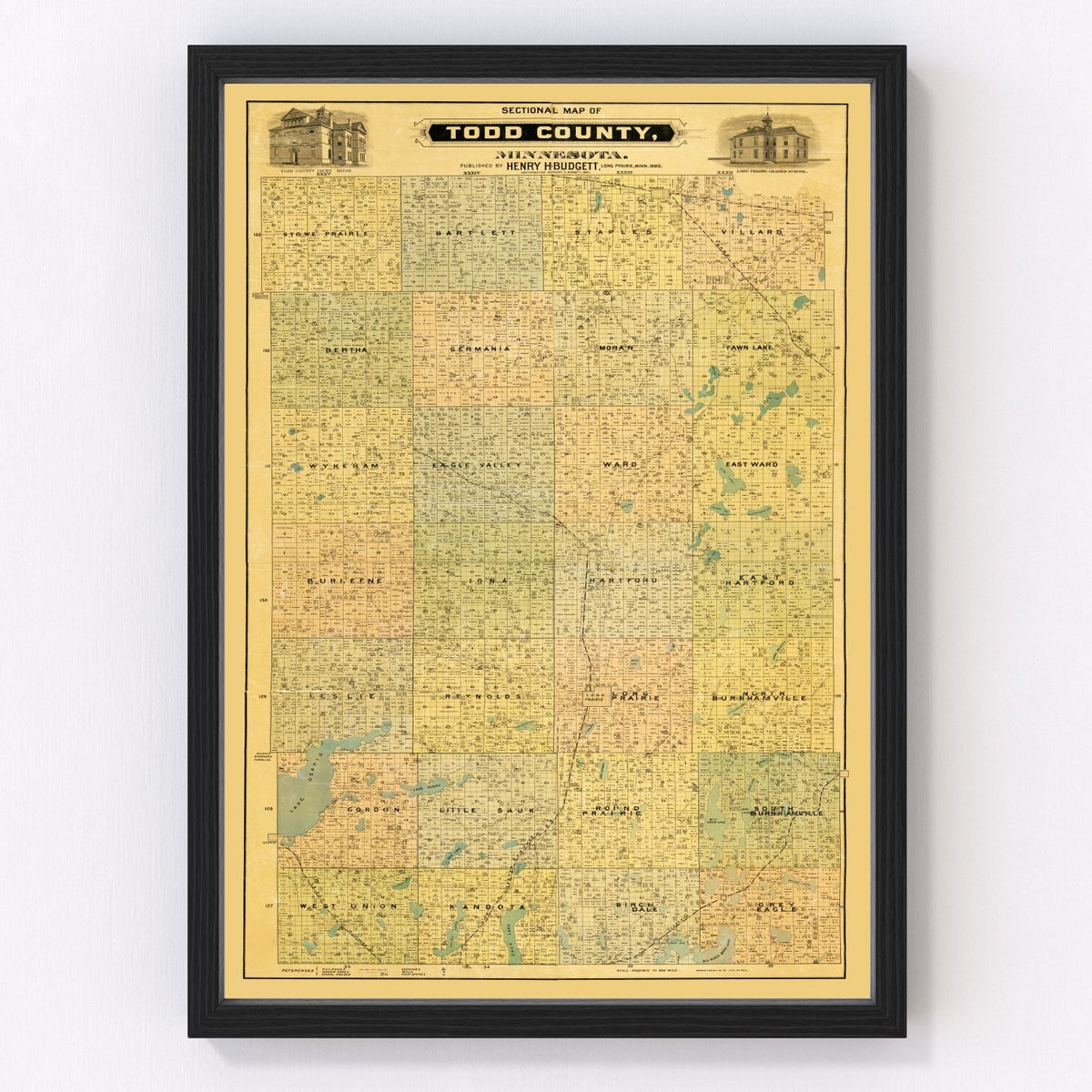 Todd County Vintage Map 1890