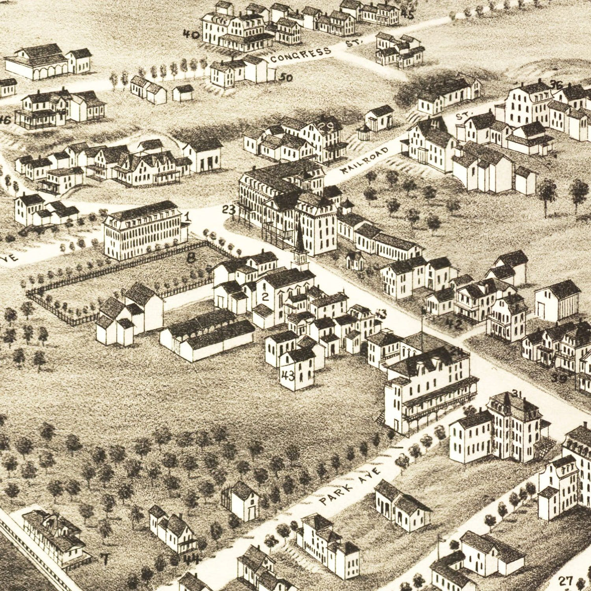 Restored historic details from the 1883 city map of Bethlehem, New Hampshire