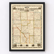 Cedar County Vintage Map 1863