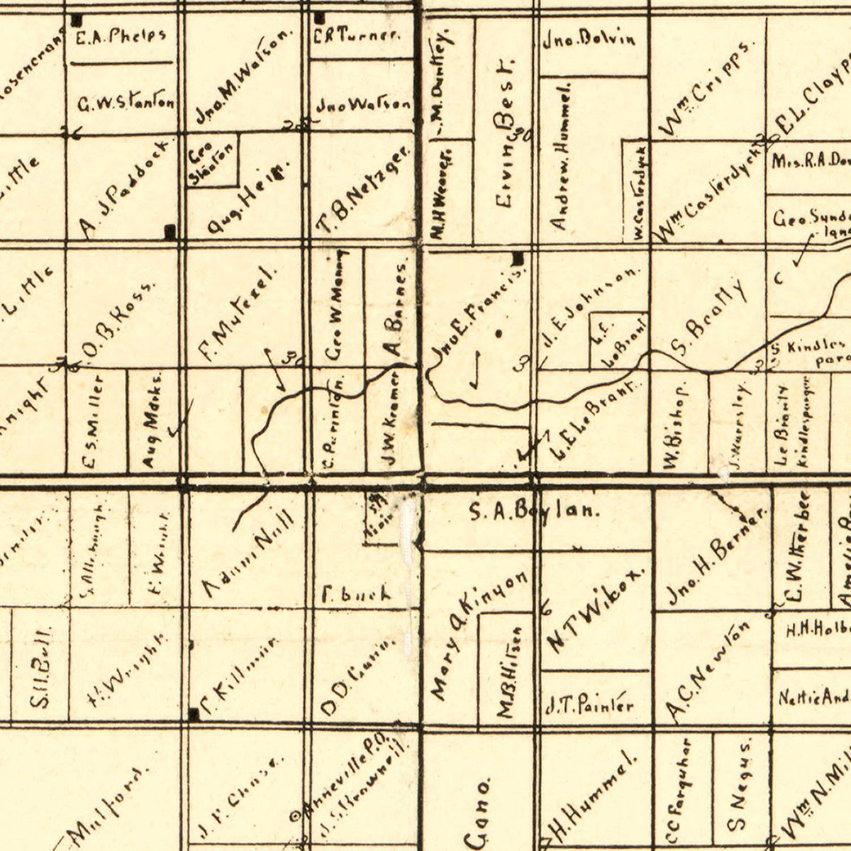 Restored historic details from the 1896 county map of Clay County, Iowa