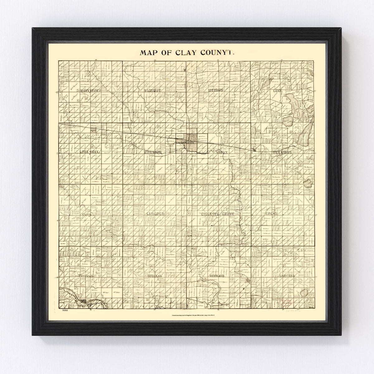 Clay County Vintage Map 1896