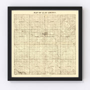 Clay County Vintage Map 1896