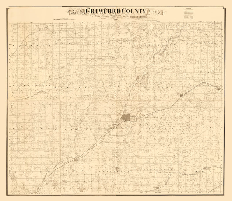 Size comparison using Vintage Map of Crawford County, Iowa 1883