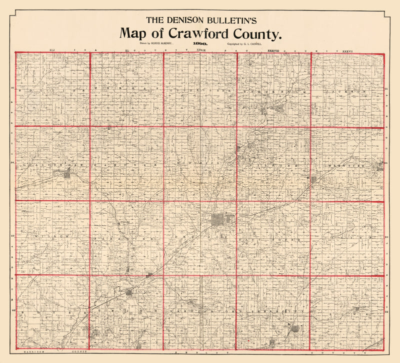 Size comparison using Vintage Map of Crawford County, Iowa 1898