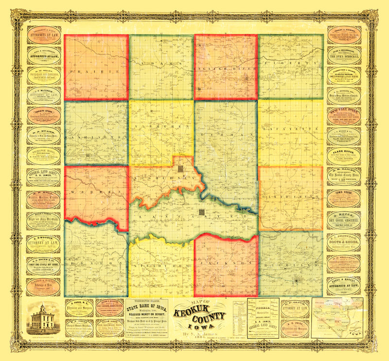 Size comparison using Vintage Map of Keokuk County, Iowa 1861