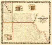 Vintage Map of Louisa County, Iowa 1858