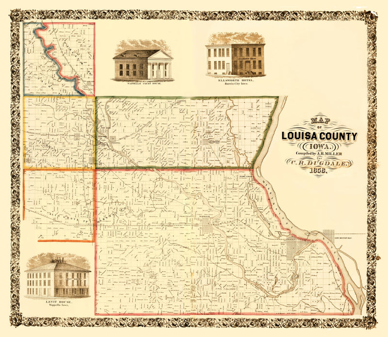 Size comparison using Vintage Map of Louisa County, Iowa 1858