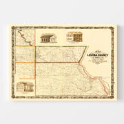 Vintage Map of Louisa County, Iowa 1858