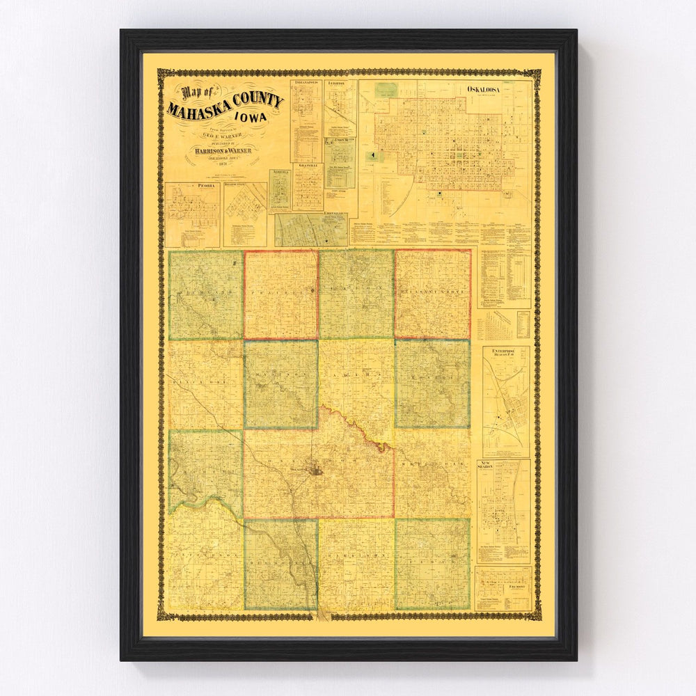 Mahaska County Vintage Map 1871