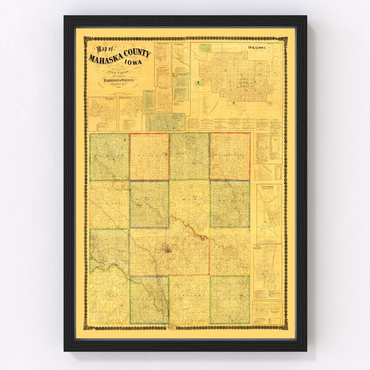 Mahaska County Vintage Map 1871