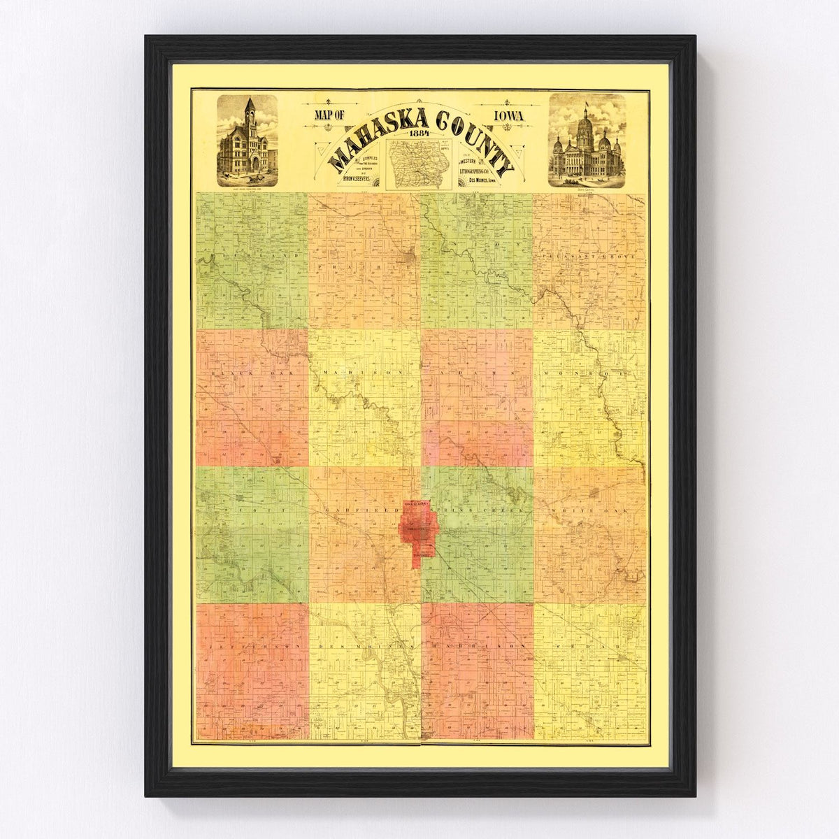 Mahaska County Vintage Map 1884