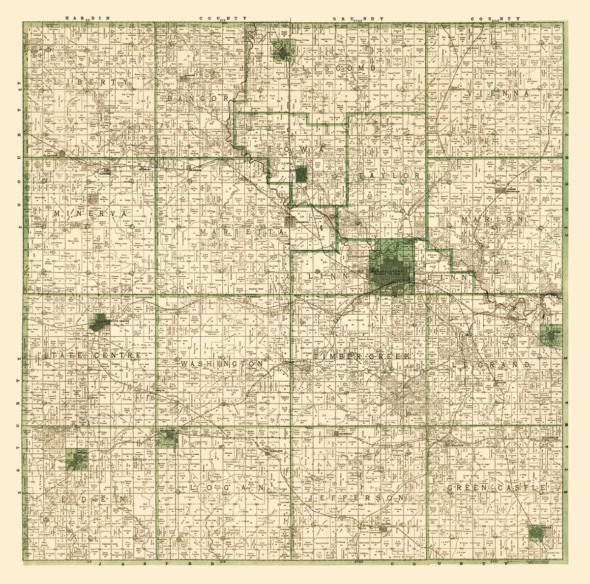 Preview of Vintage Map of Marshall County, Iowa 1896