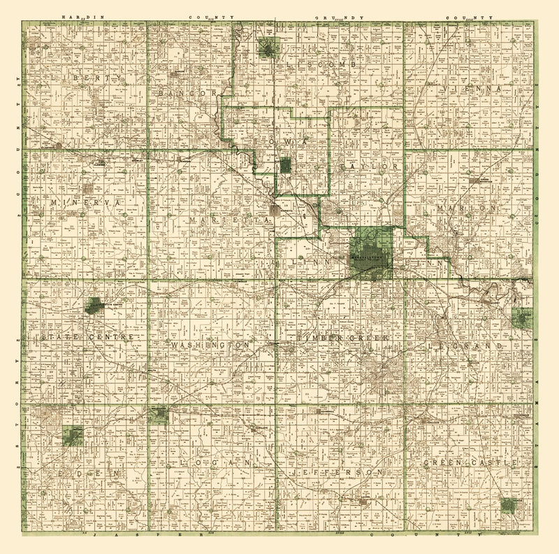 Size comparison using Vintage Map of Marshall County, Iowa 1896