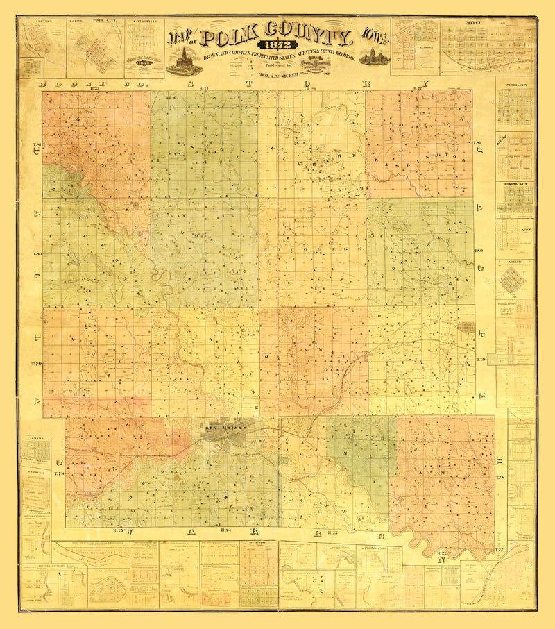 Size comparison using Vintage Map of Polk County, Iowa 1872