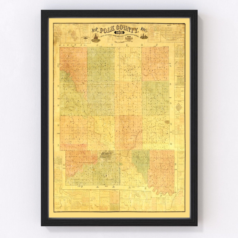 Polk County Vintage Map 1872