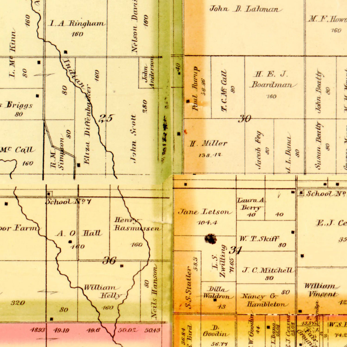 Restored historic details from the 1883 county map of Story County, Iowa