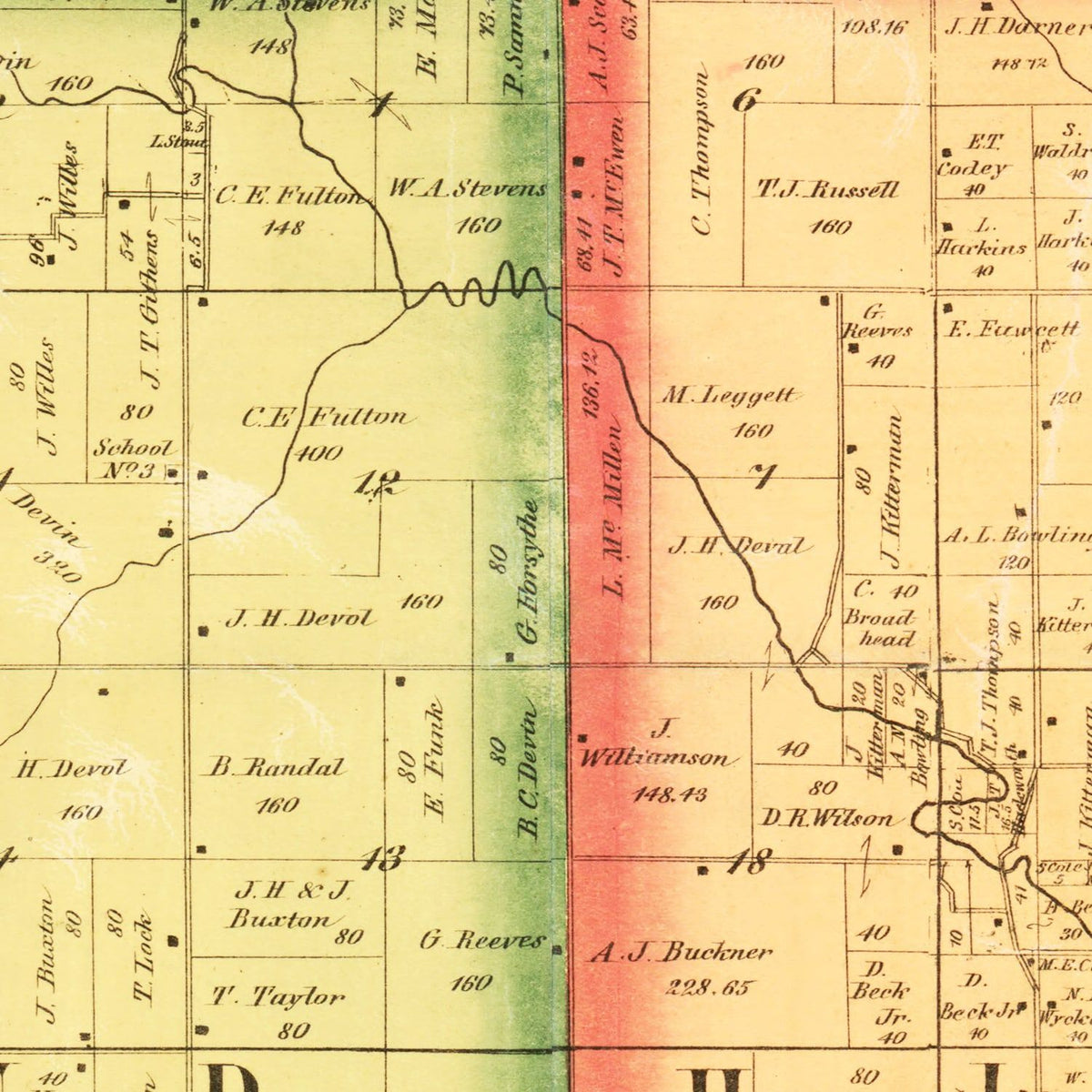 Restored historic details from the 1870 county map of Wapello County, Iowa