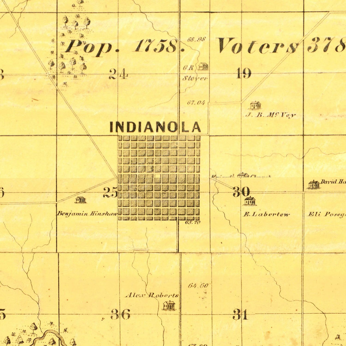 Restored historic details from the 1859 county map of Warren County, Iowa