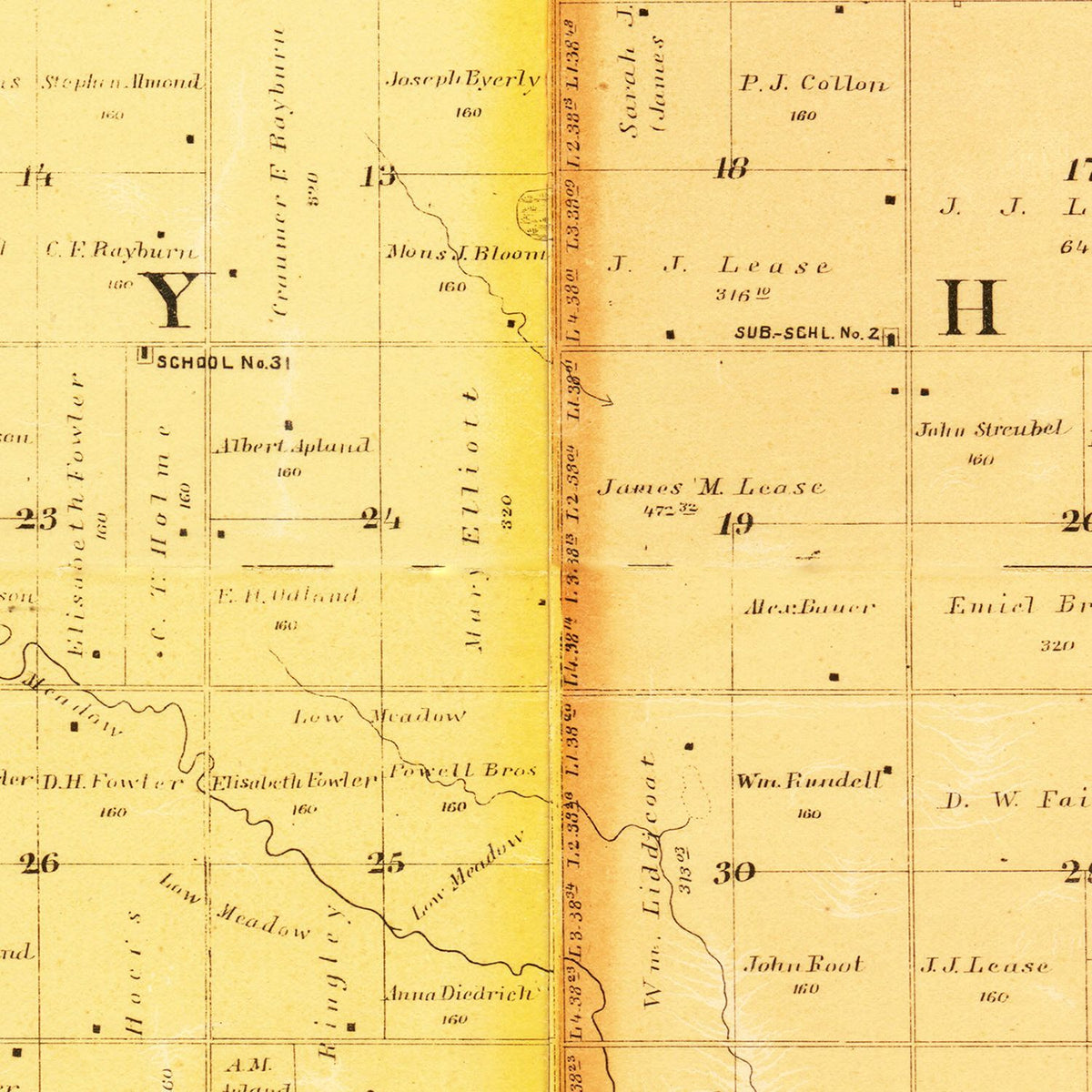 Restored historic details from the 1893 county map of Turner County, South Dakota