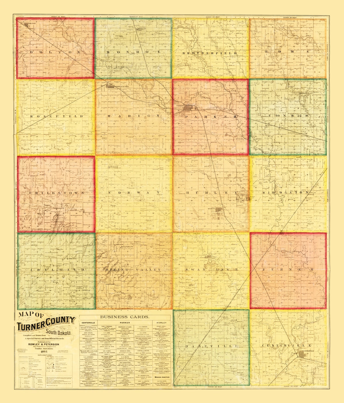 Preview of Vintage Map of Turner County, South Dakota 1893