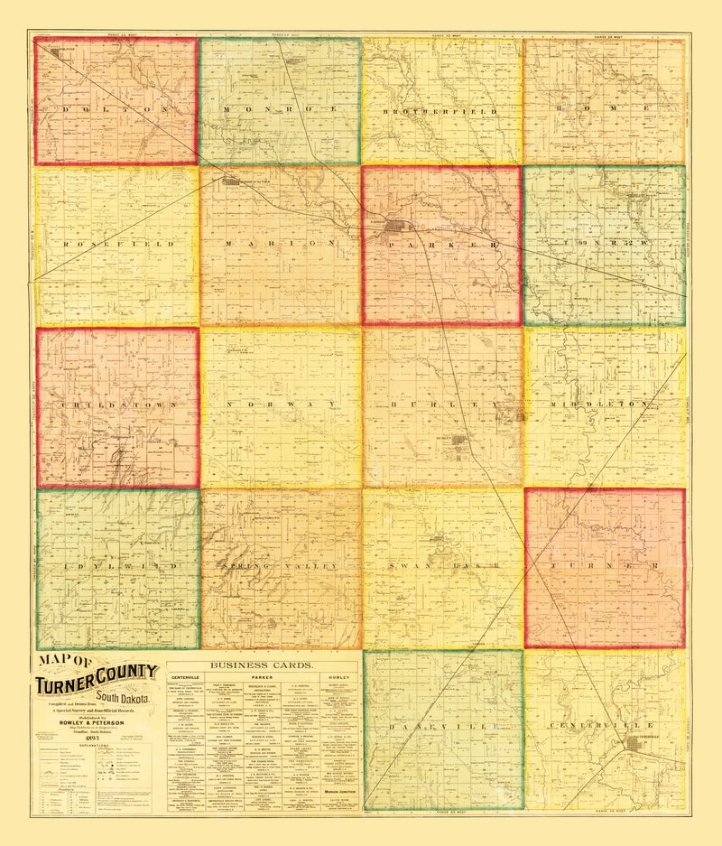 Size comparison using Vintage Map of Turner County, South Dakota 1893