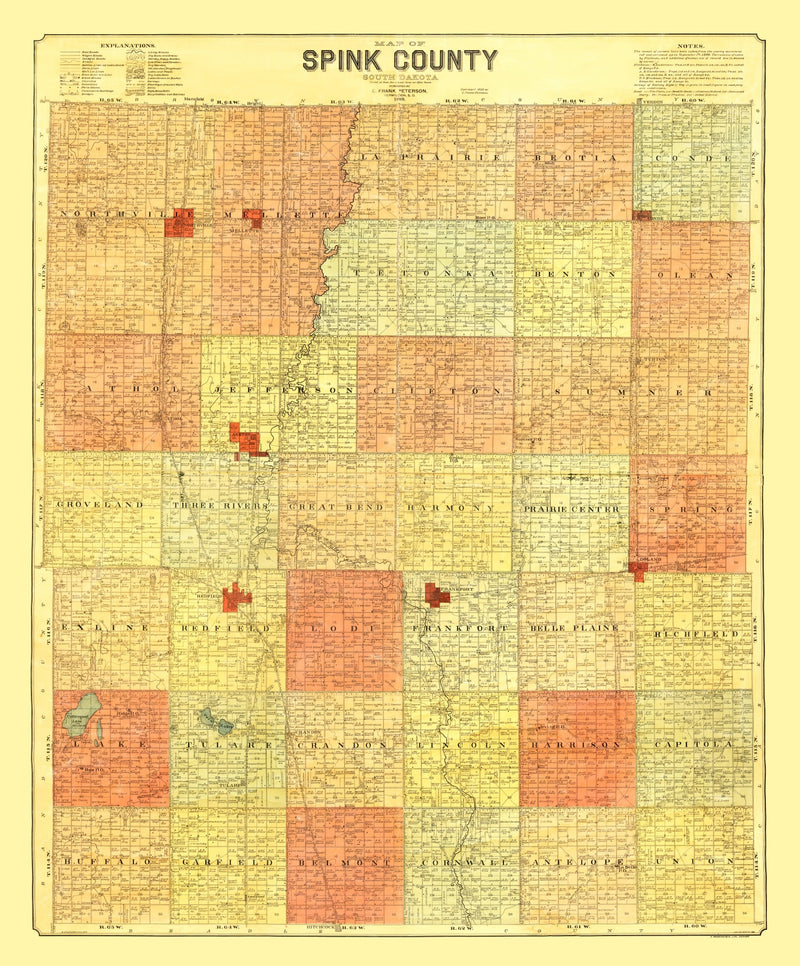 Size comparison using Vintage Map of Spink County, South Dakota 1899
