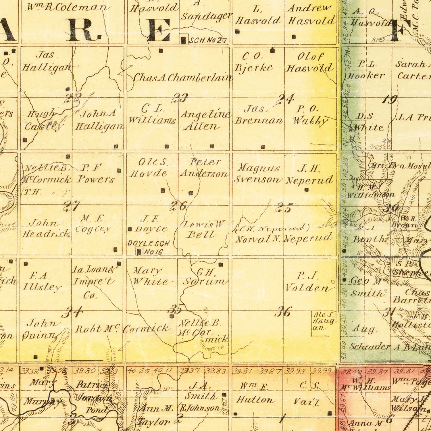 Restored historic details from the 1896 county map of Moody County, South Dakota