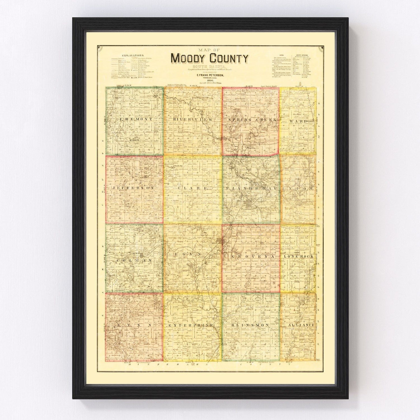 Moody County Vintage Map 1896