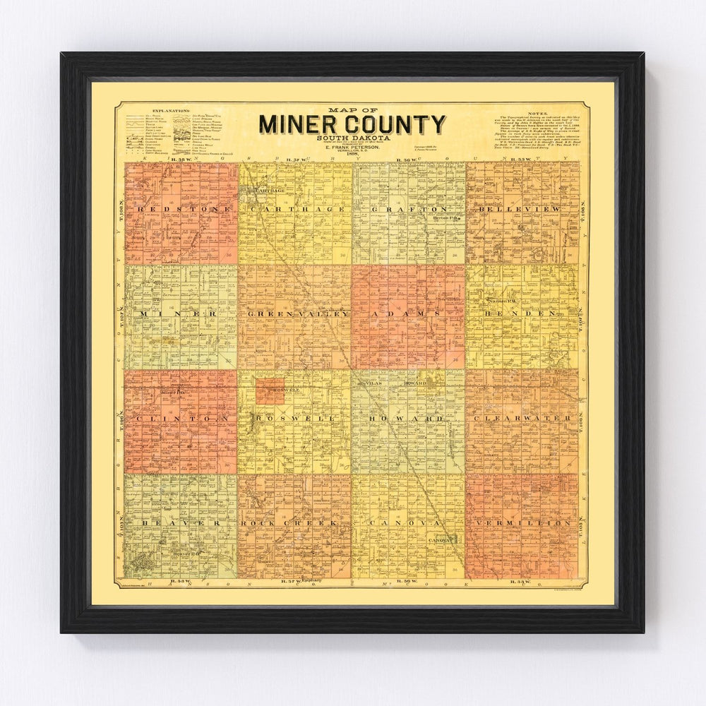 Miner County Vintage Map 1898